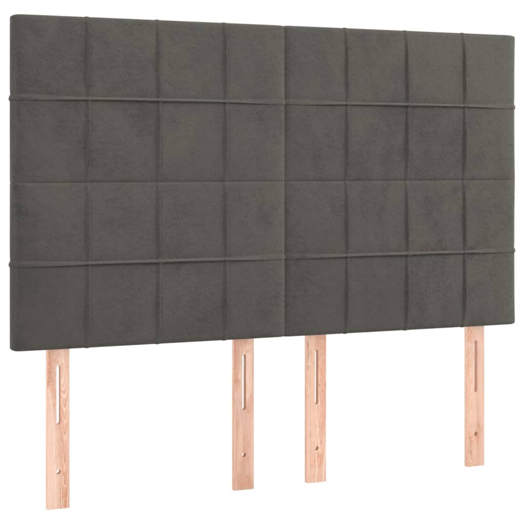 sengegavl mørkegrå 144x5x118/128 cm fløjl