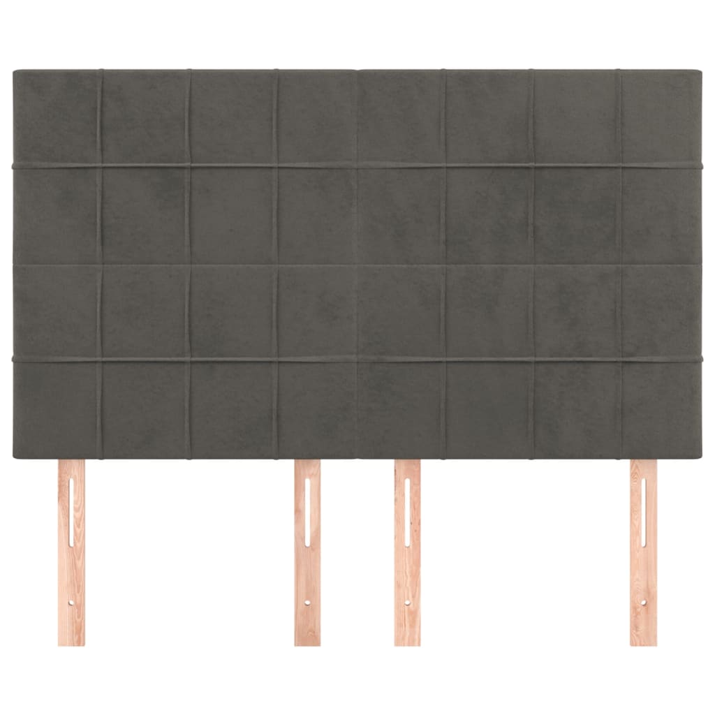 sengegavl mørkegrå 144x5x118/128 cm fløjl