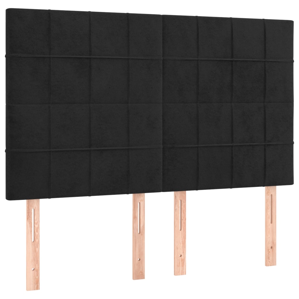 sengegavl sort 144x5x118/128 cm fløjl
