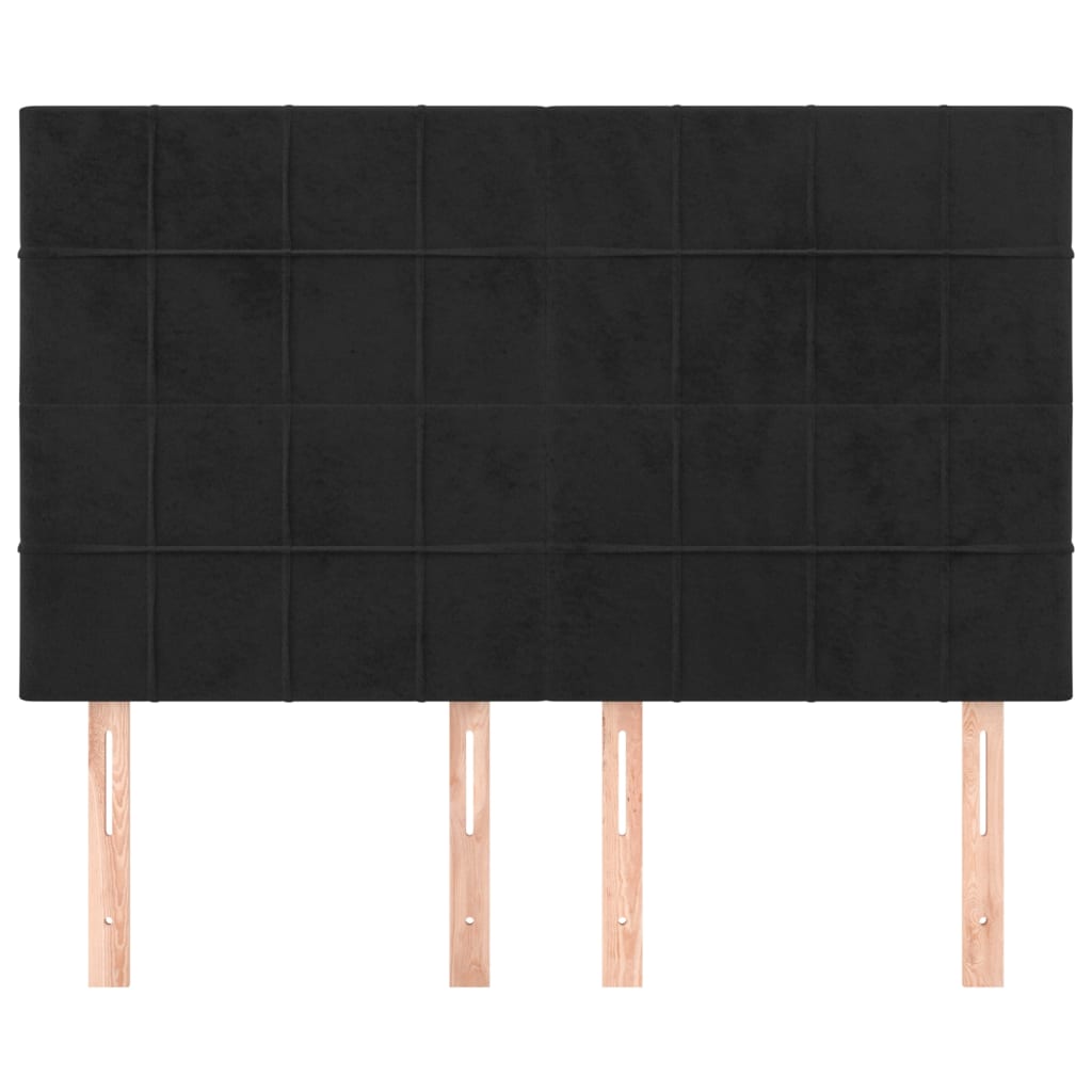 sengegavl sort 144x5x118/128 cm fløjl