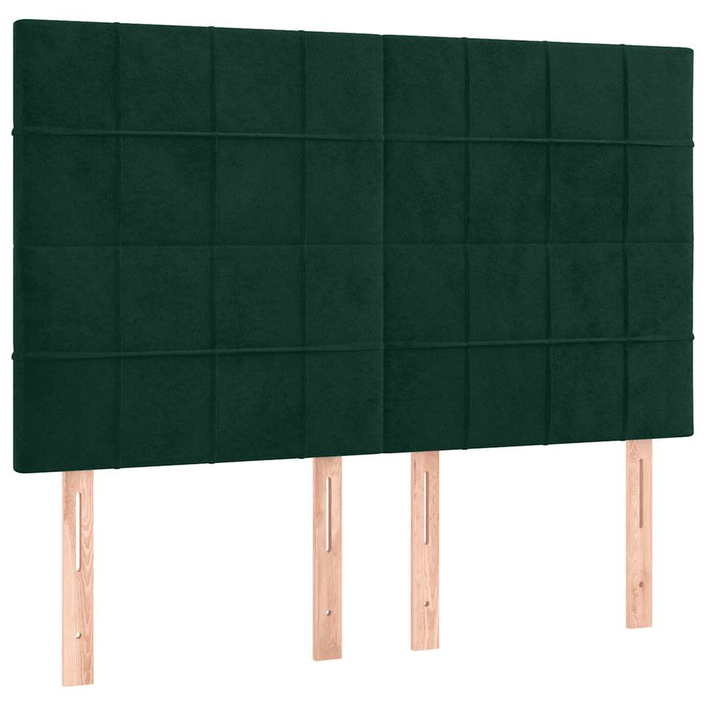 sengegavl mørkegrøn 144x5x118/128 cm fløjl