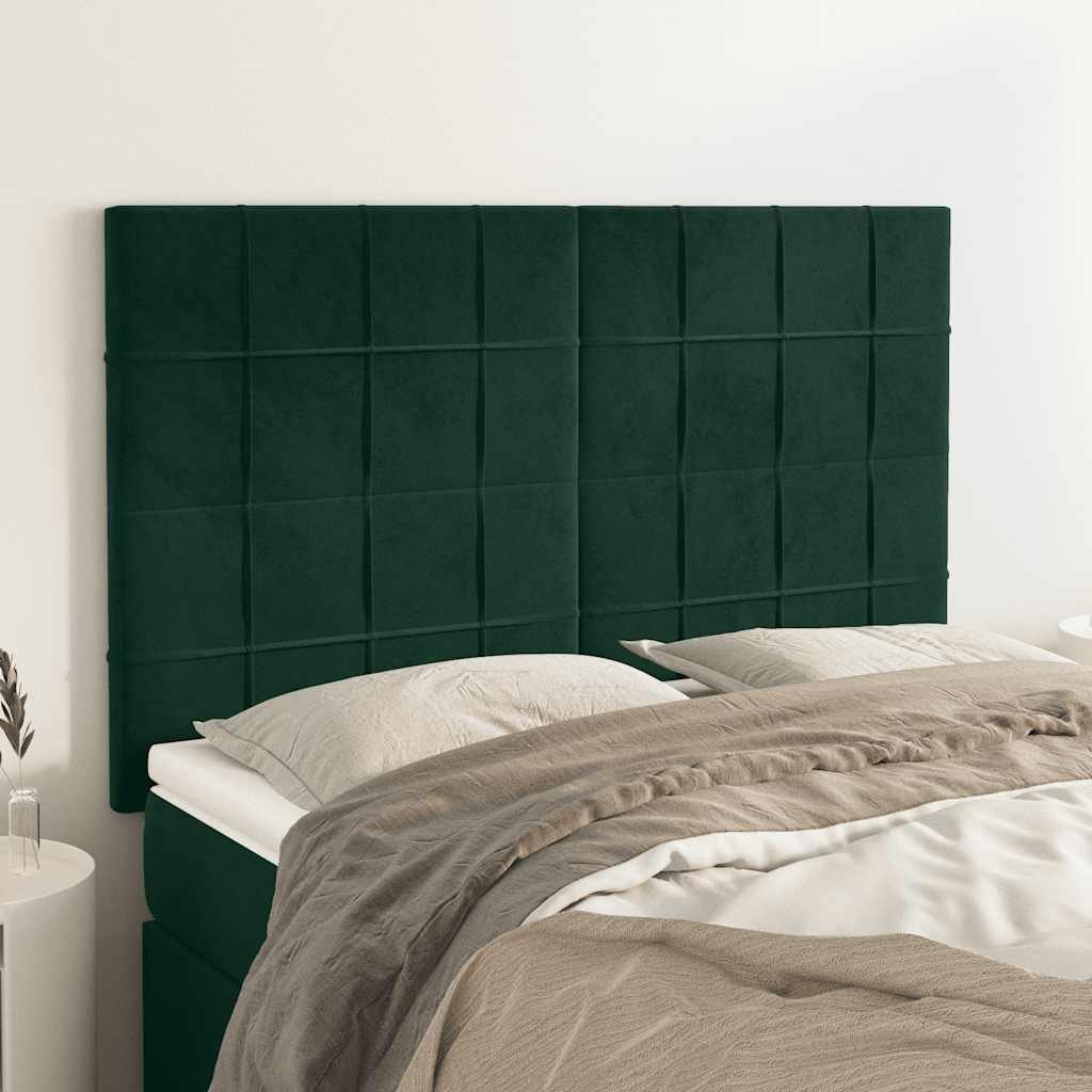 sengegavl mørkegrøn 144x5x118/128 cm fløjl