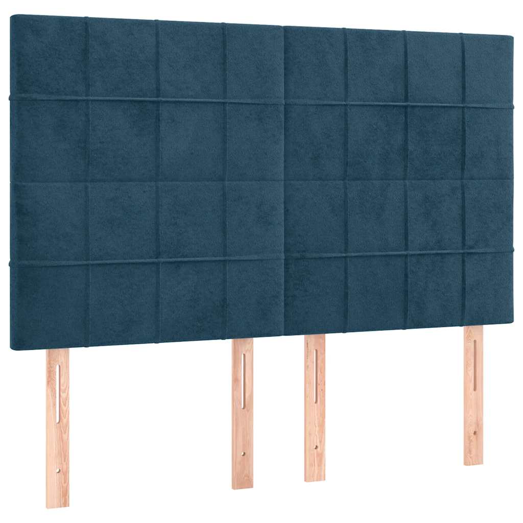 sengegavl mørkeblå 144x5x118/128 cm fløjl