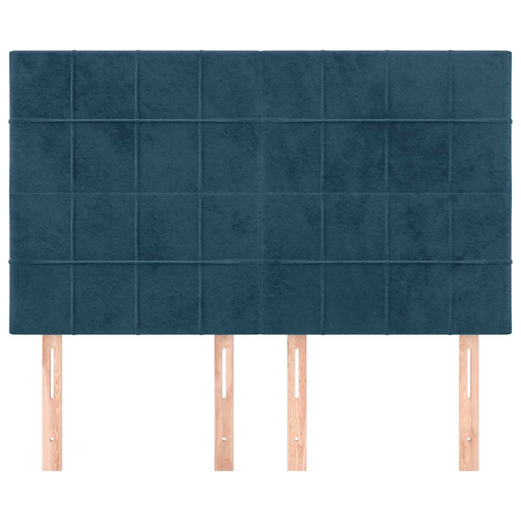 sengegavl mørkeblå 144x5x118/128 cm fløjl