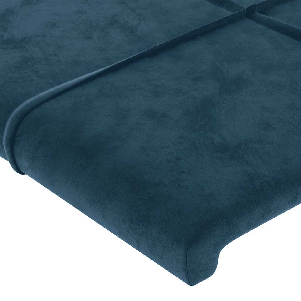 sengegavl mørkeblå 144x5x118/128 cm fløjl
