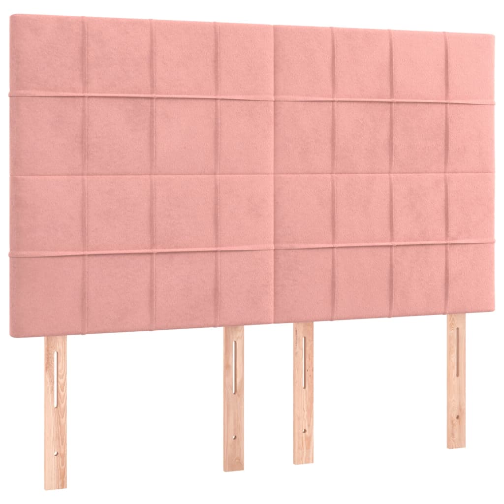sengegavl lyserød 144x5x118/128 cm fløjl
