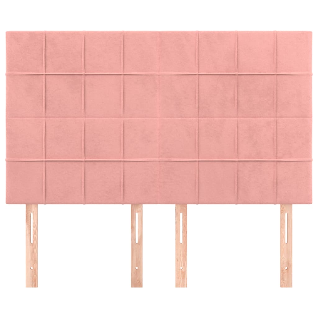 sengegavl lyserød 144x5x118/128 cm fløjl