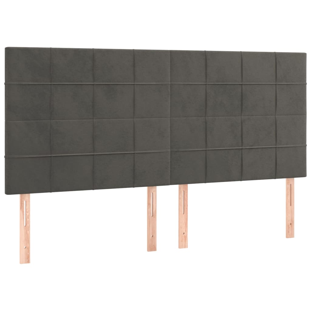 sengegavl mørkegrå 160x5x118/128 cm fløjl