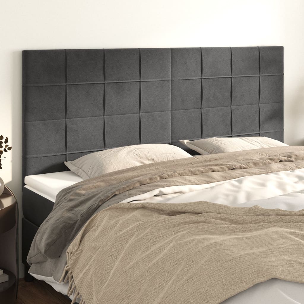 sengegavl mørkegrå 160x5x118/128 cm fløjl