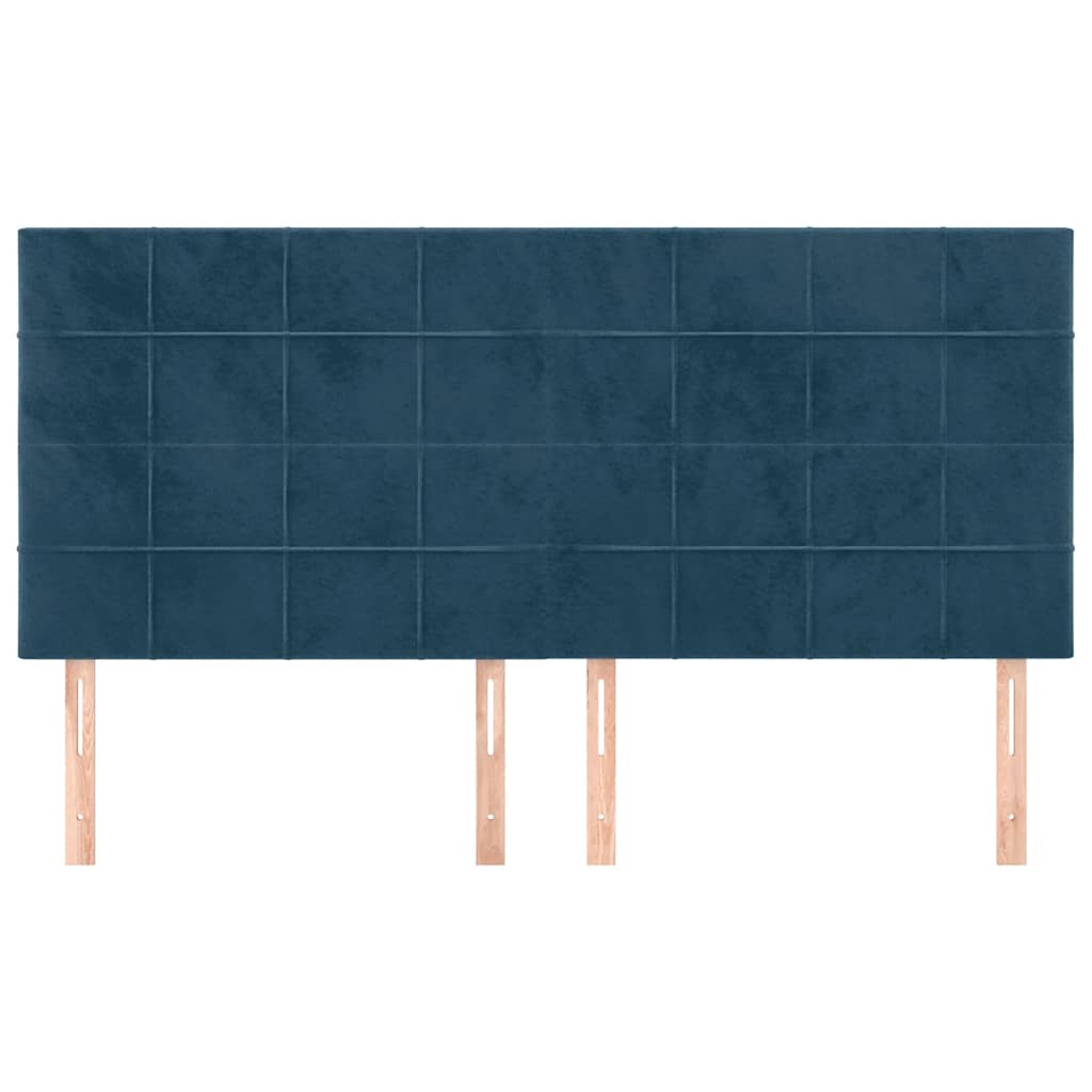 sengegavl mørkeblå 160x5x118/128 cm fløjl
