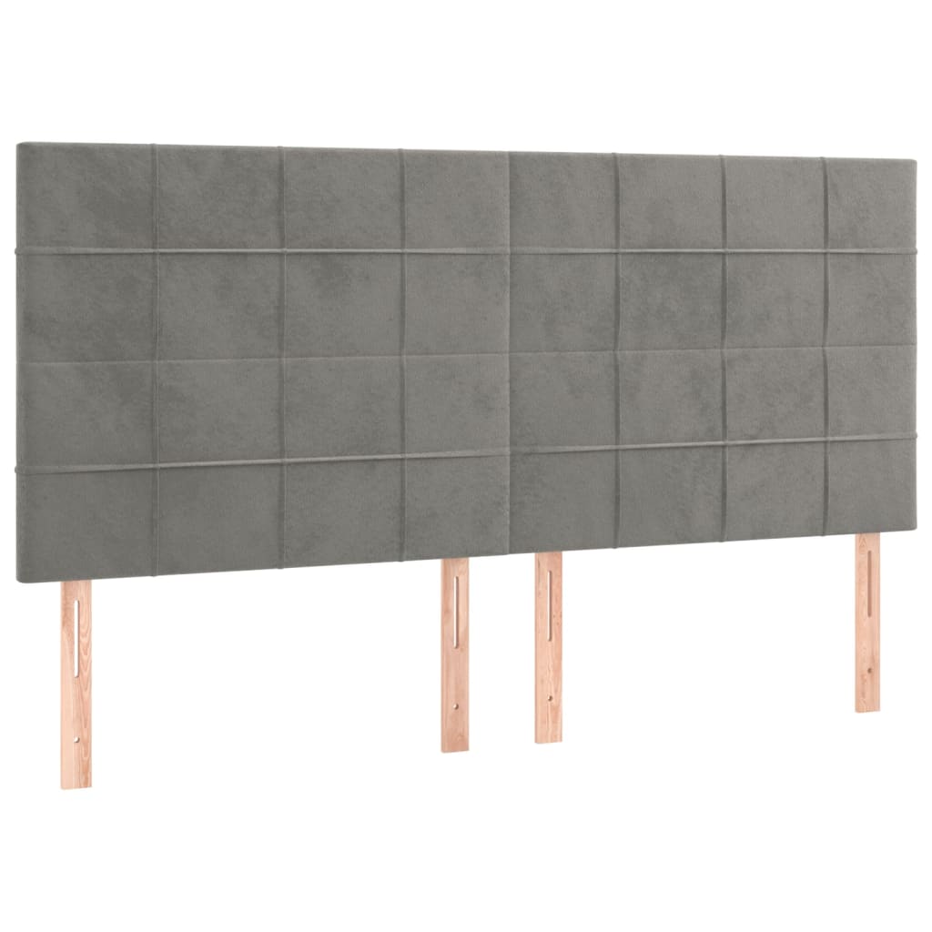 sengegavl lysegrå 180x5x118/128 cm fløjl