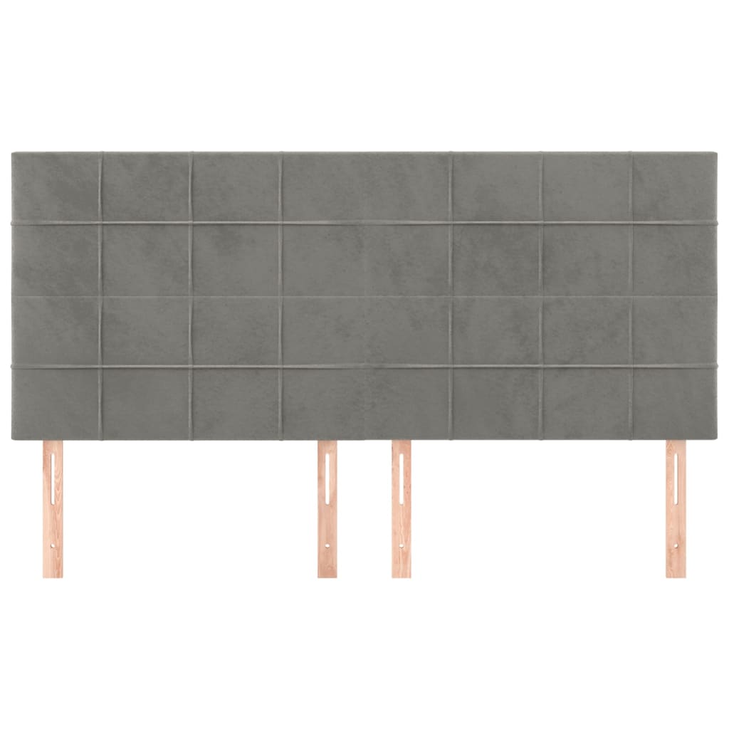 sengegavl lysegrå 180x5x118/128 cm fløjl