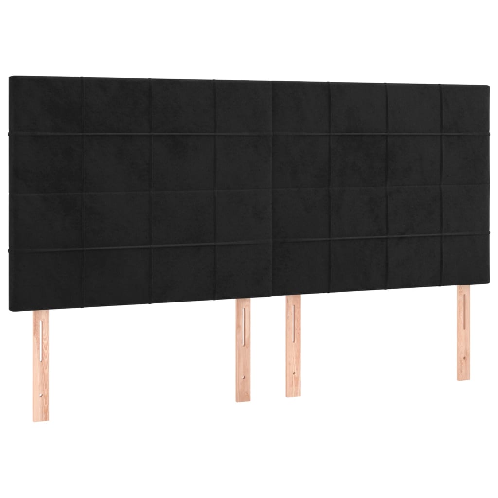 sengegavl sort 180x5x118/128 cm fløjl