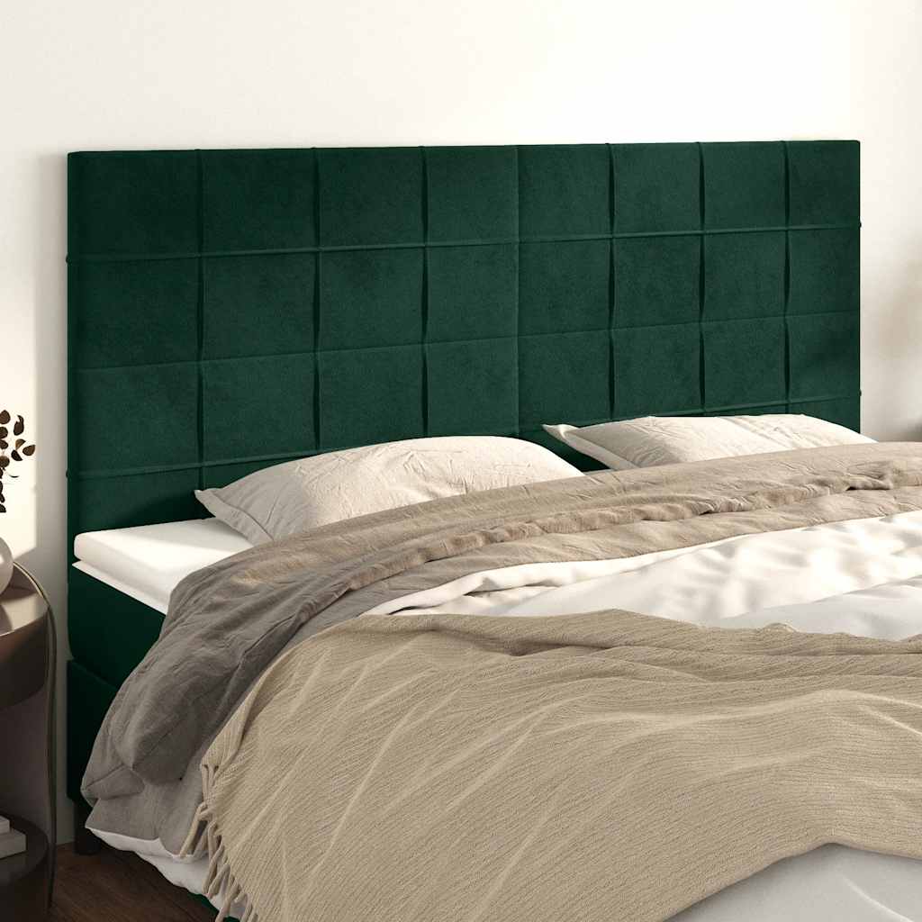 sengegavl mørkegrøn 180x5x118/128 cm fløjl