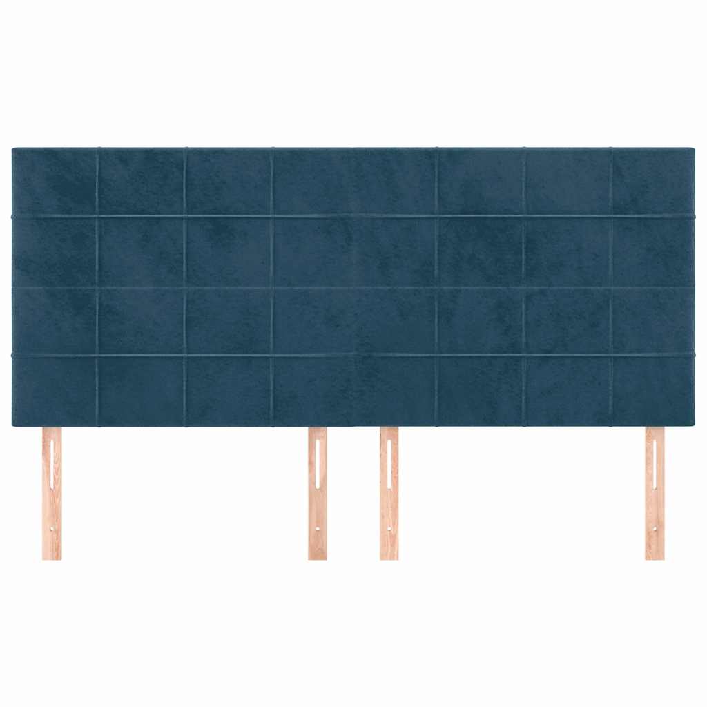 sengegavl mørkeblå 180x5x118/128 cm fløjl