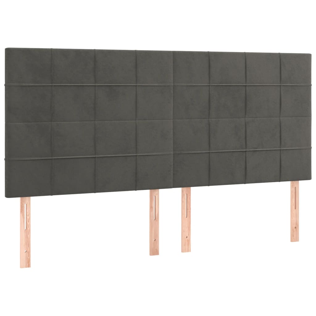 sengegavl mørkegrå 200x5x118/128 cm fløjl