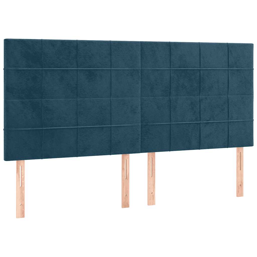 sengegavl mørkeblå 200x5x118/128 cm fløjl