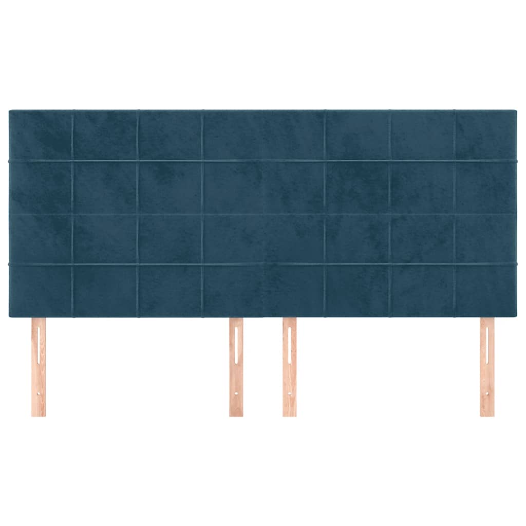 sengegavl mørkeblå 200x5x118/128 cm fløjl