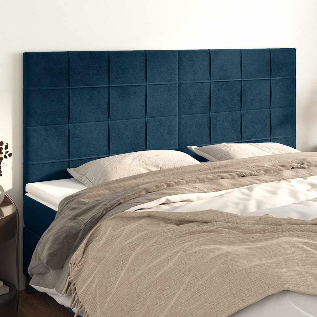 sengegavl mørkeblå 200x5x118/128 cm fløjl