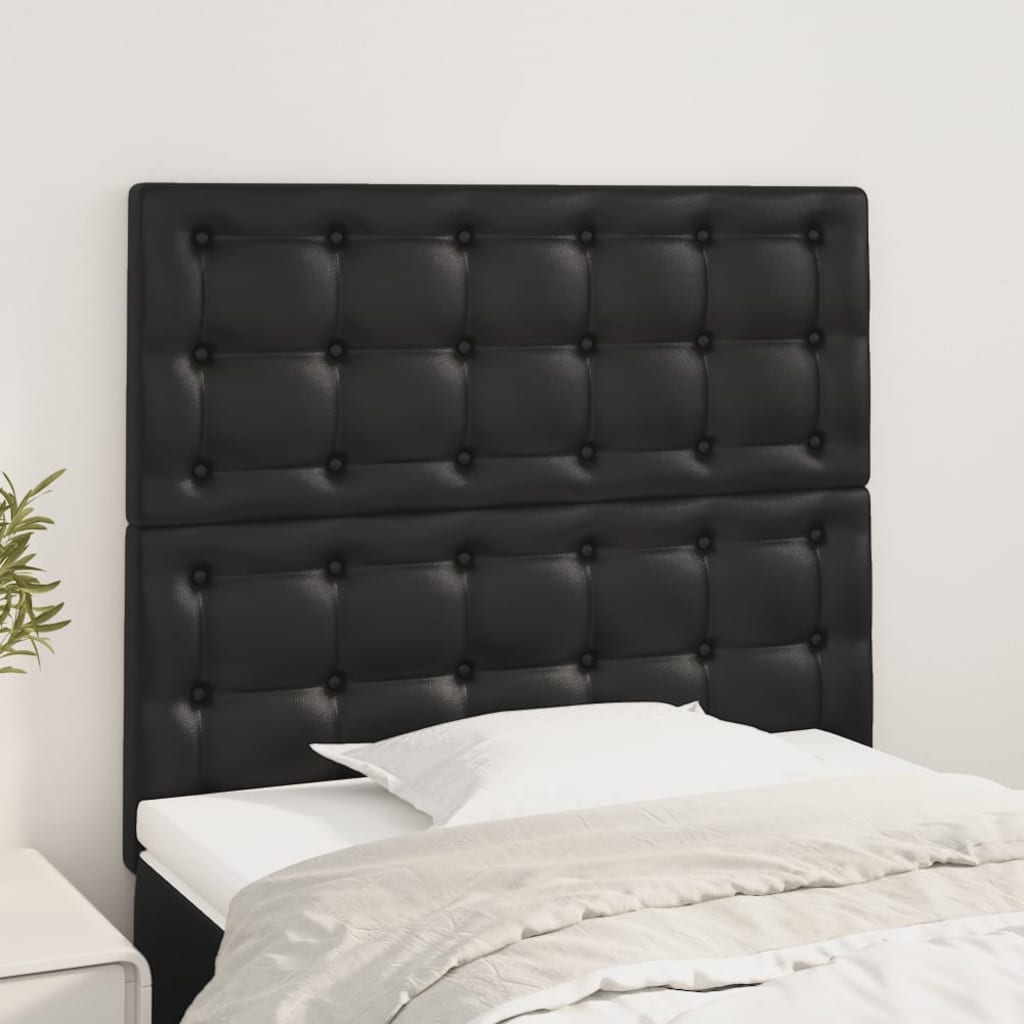 sengegavl sort 80x5x118/128 cm kunstlæder