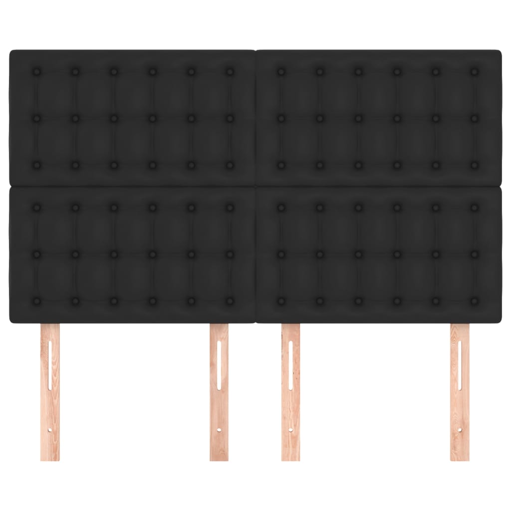 sengegavl sort 144x5x118/128 cm kunstlæder