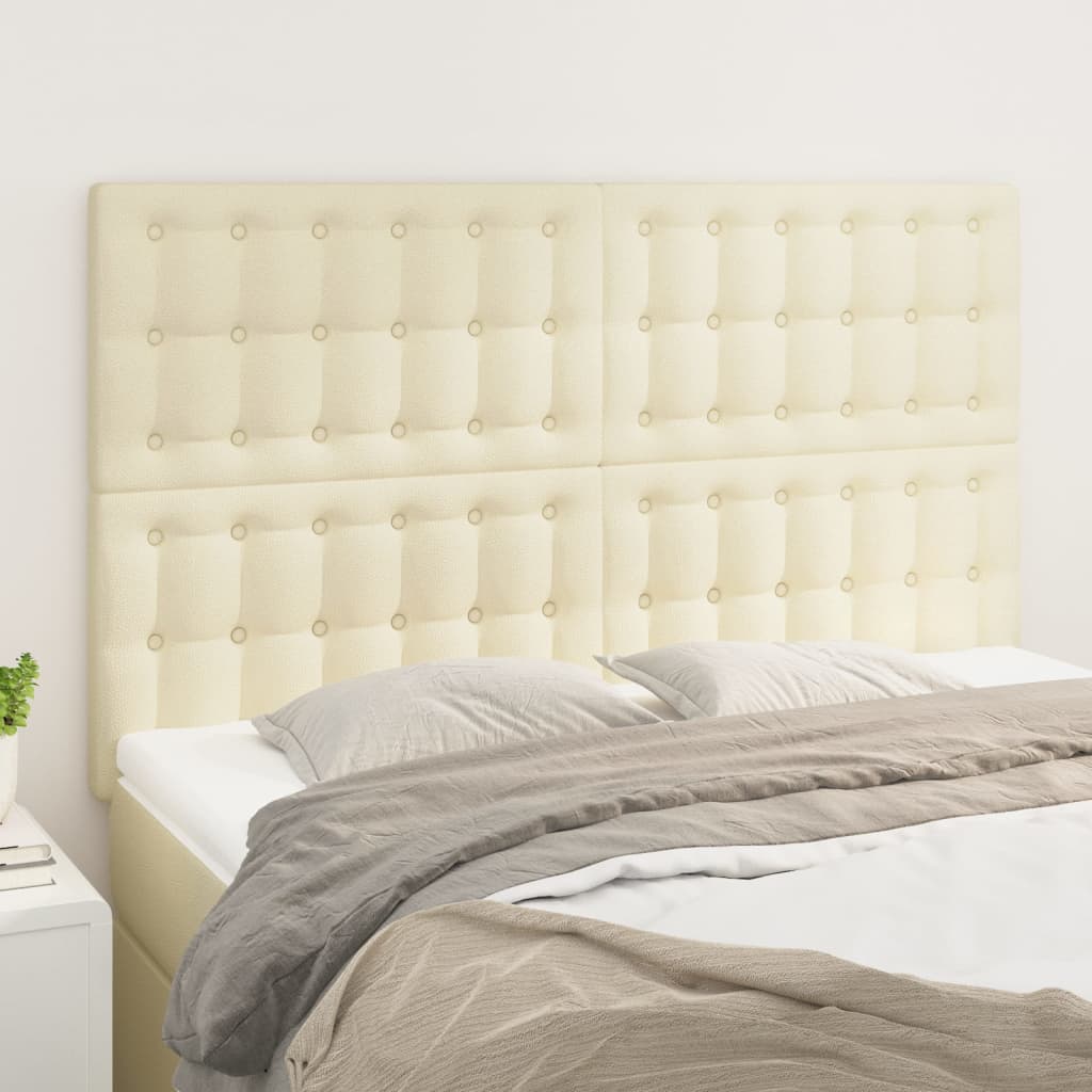 sengegavl cremefarvet 144x5x118/128 cm kunstlæder