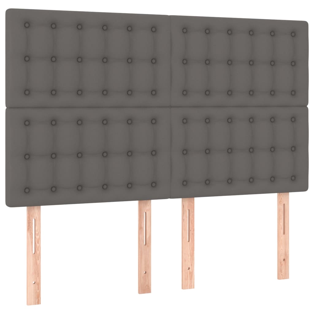sengegavl grå 144x5x118/128 cm kunstlæder