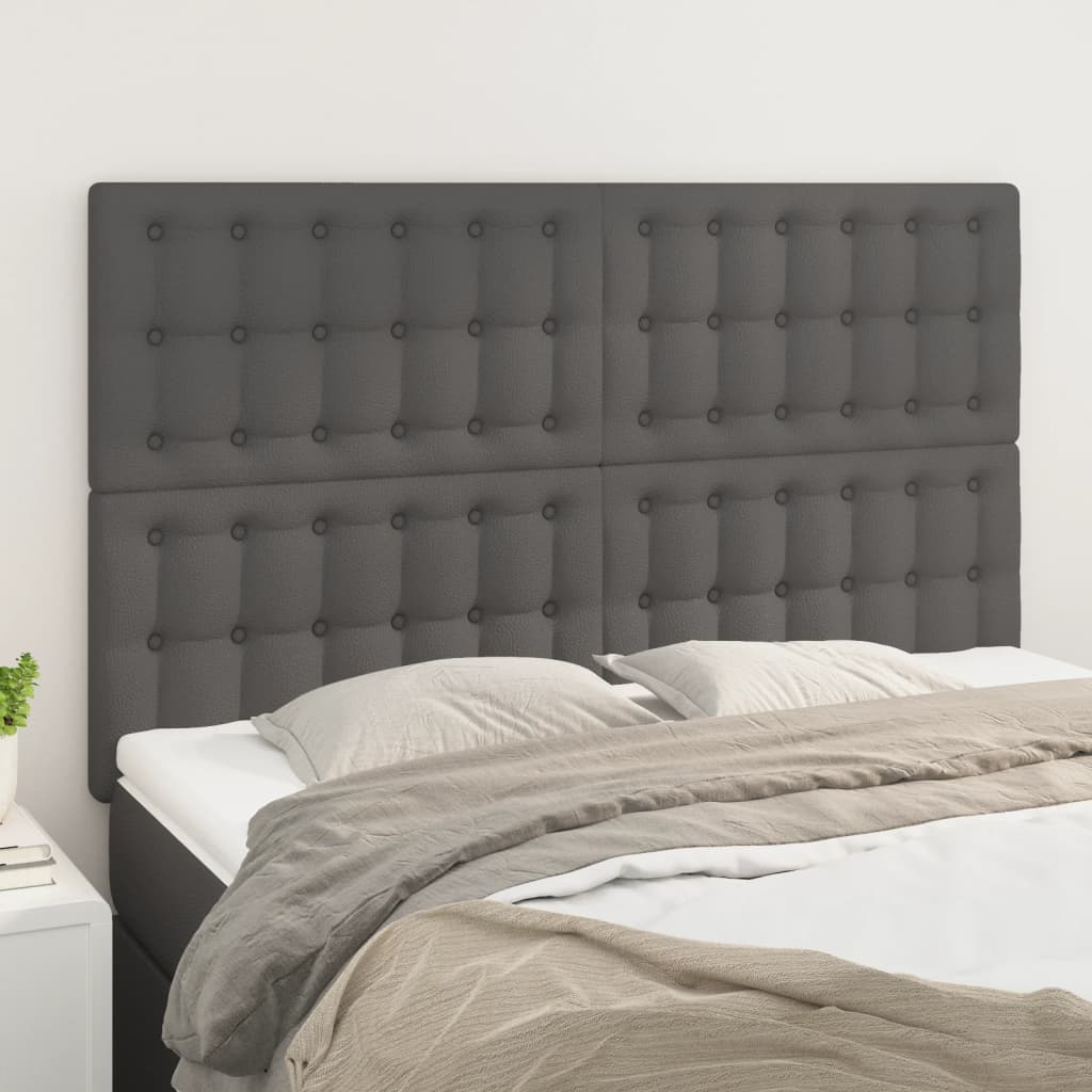 sengegavl grå 144x5x118/128 cm kunstlæder