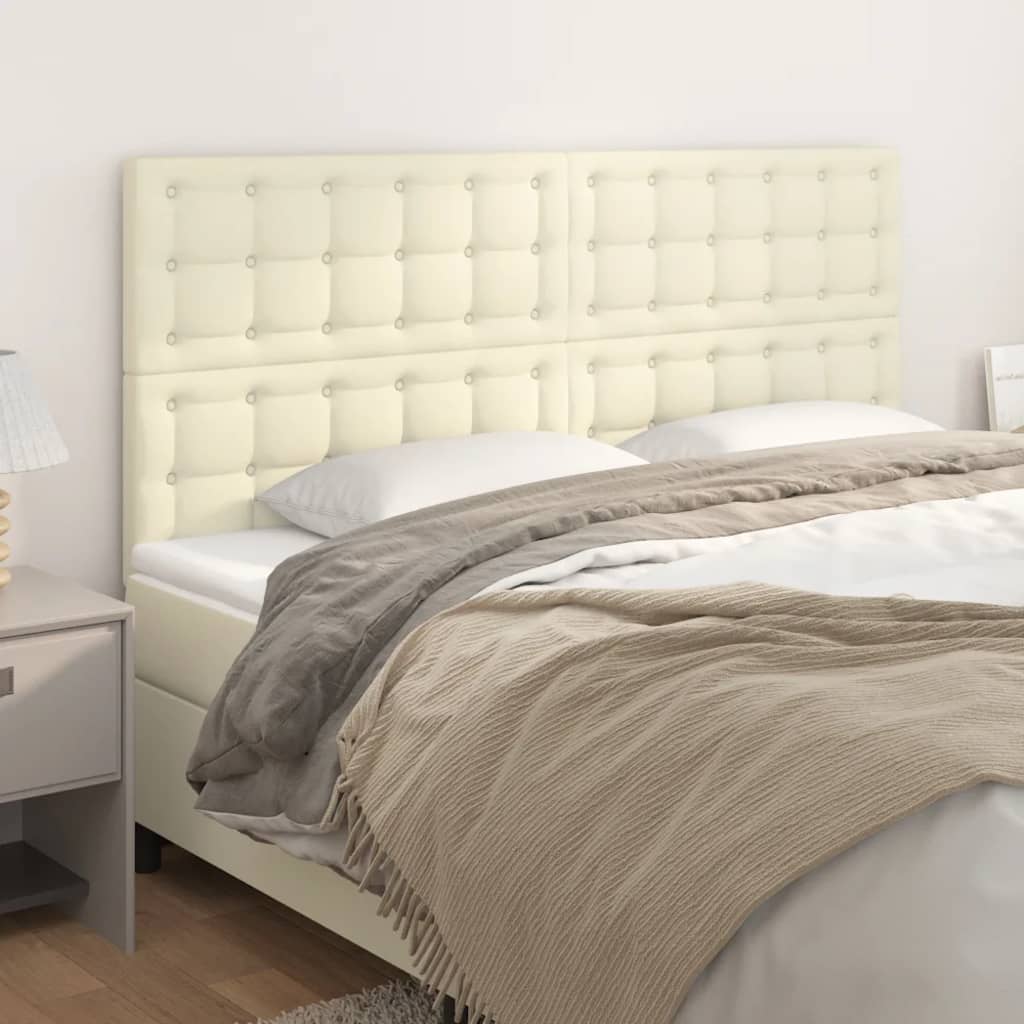 sengegavl creme 160x5x118/128 cm kunstlæder