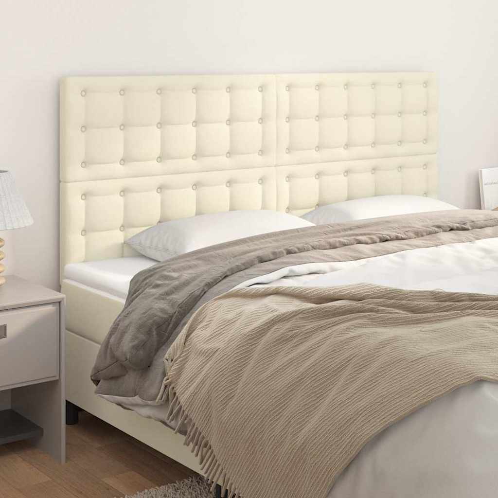sengegavl cremefarvet 180x5x118/128 cm kunstlæder