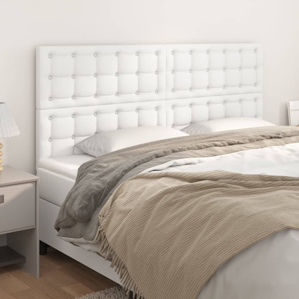 sengegavl hvid 200x5x118/128 cm kunstlæder