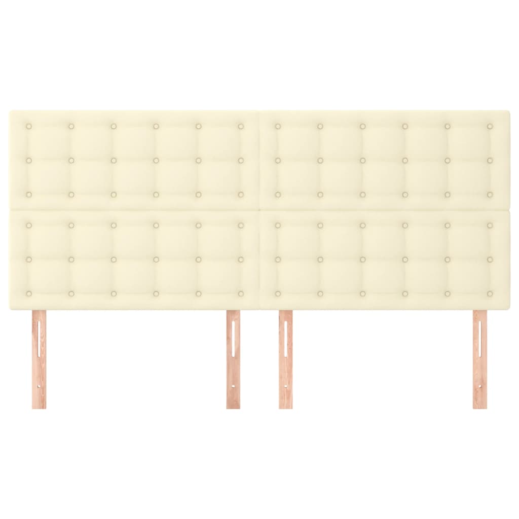 sengegavl cremefarvet 200x5x118/128 cm kunstlæder