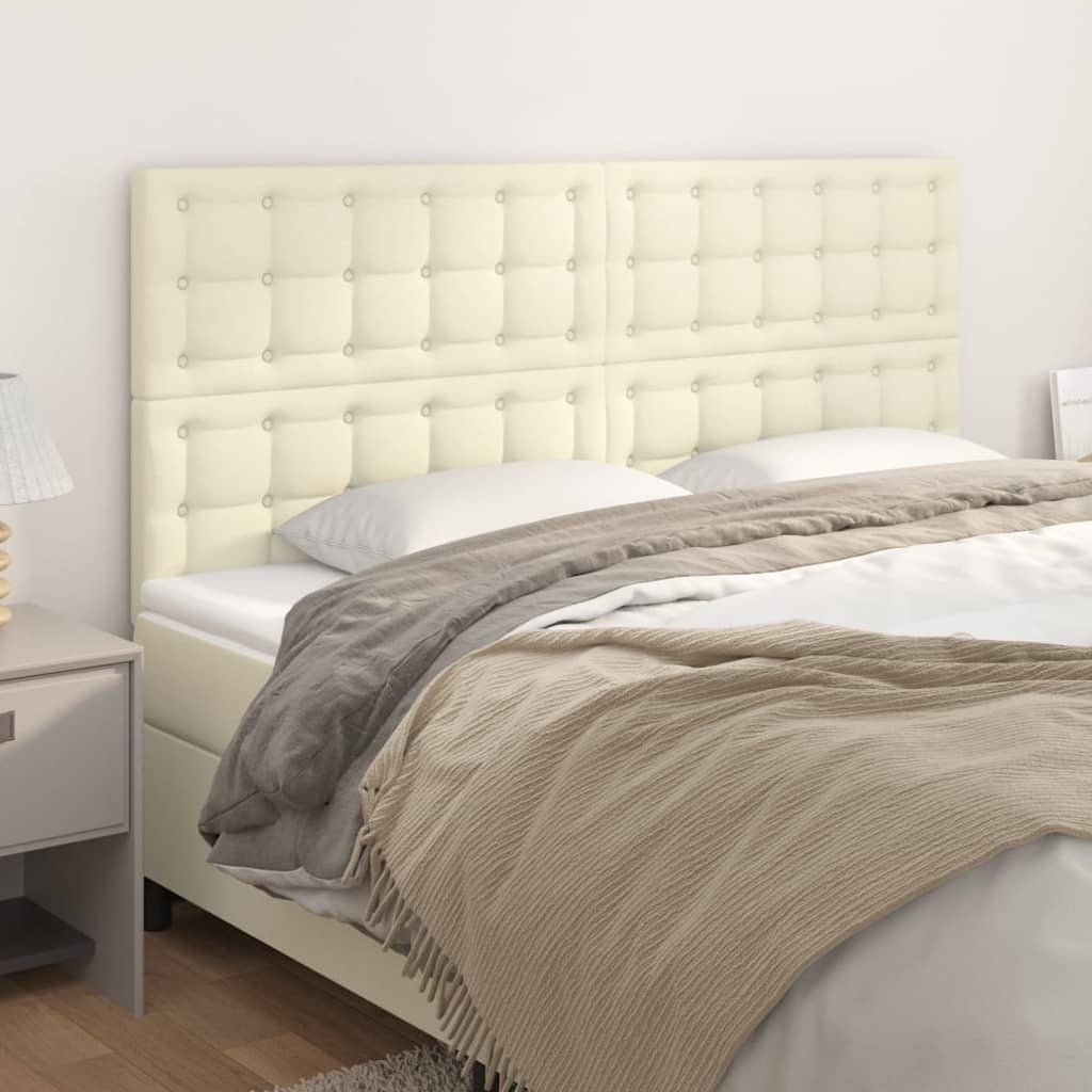 sengegavl cremefarvet 200x5x118/128 cm kunstlæder