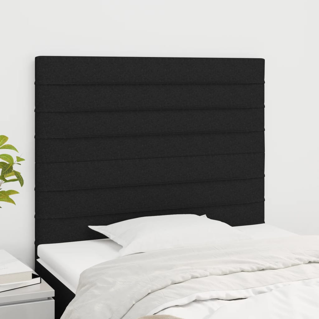 sengegavl sort 80x5x118/128 cm stof