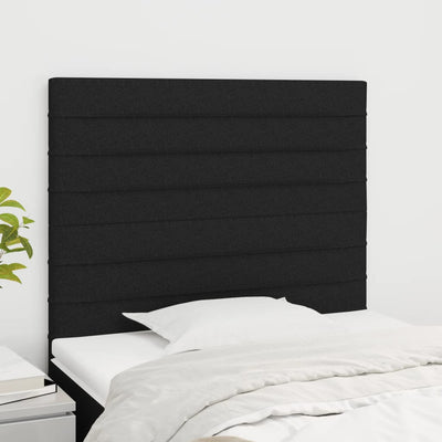 sengegavl sort 80x5x118/128 cm stof