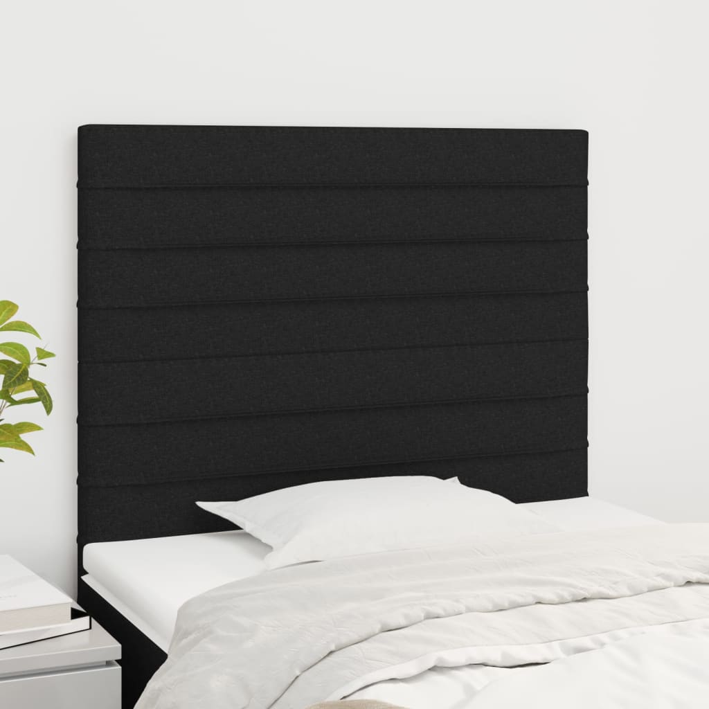 sengegavl sort 100x5x118/128 cm stof