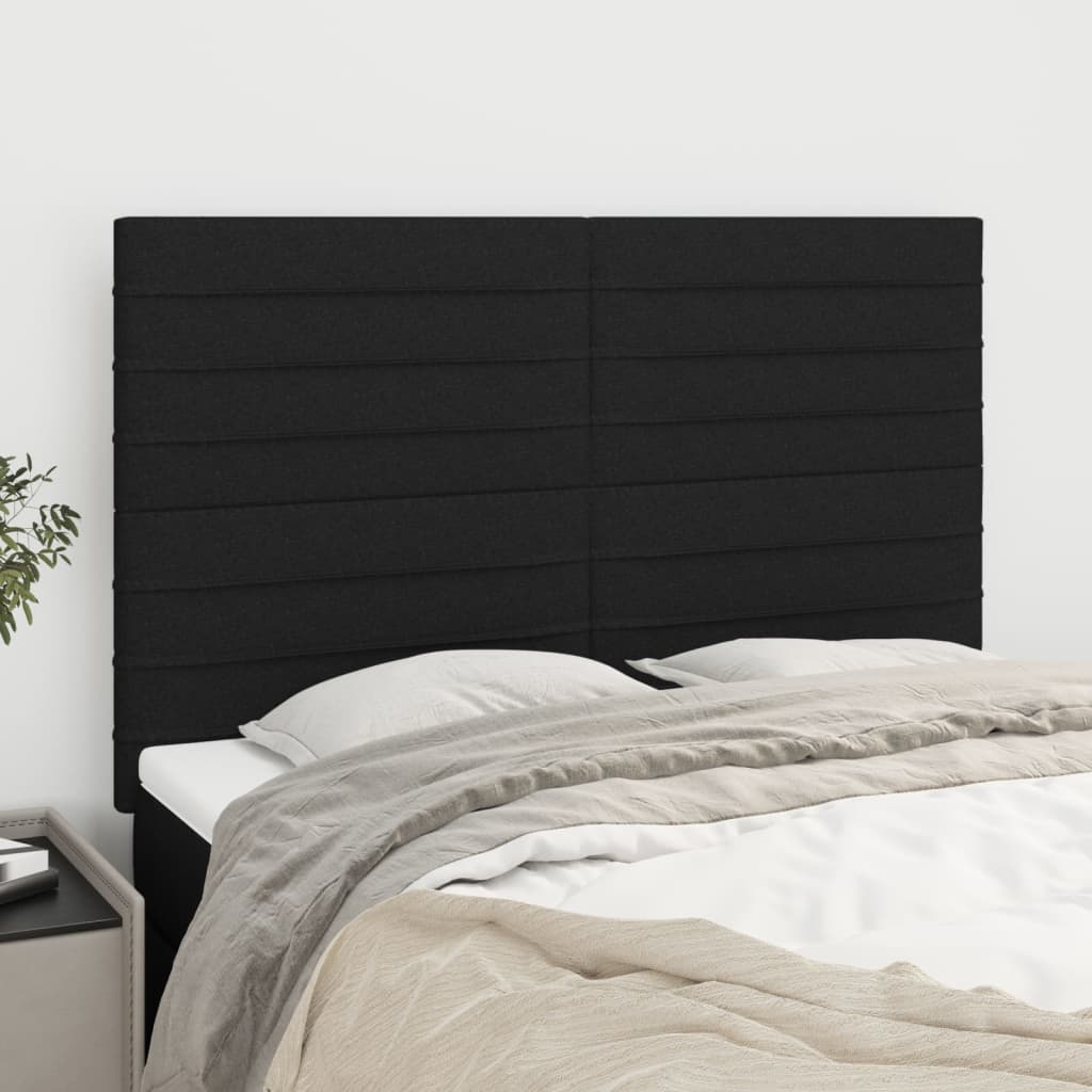 sengegavl sort 144x5x118/128 cm stof