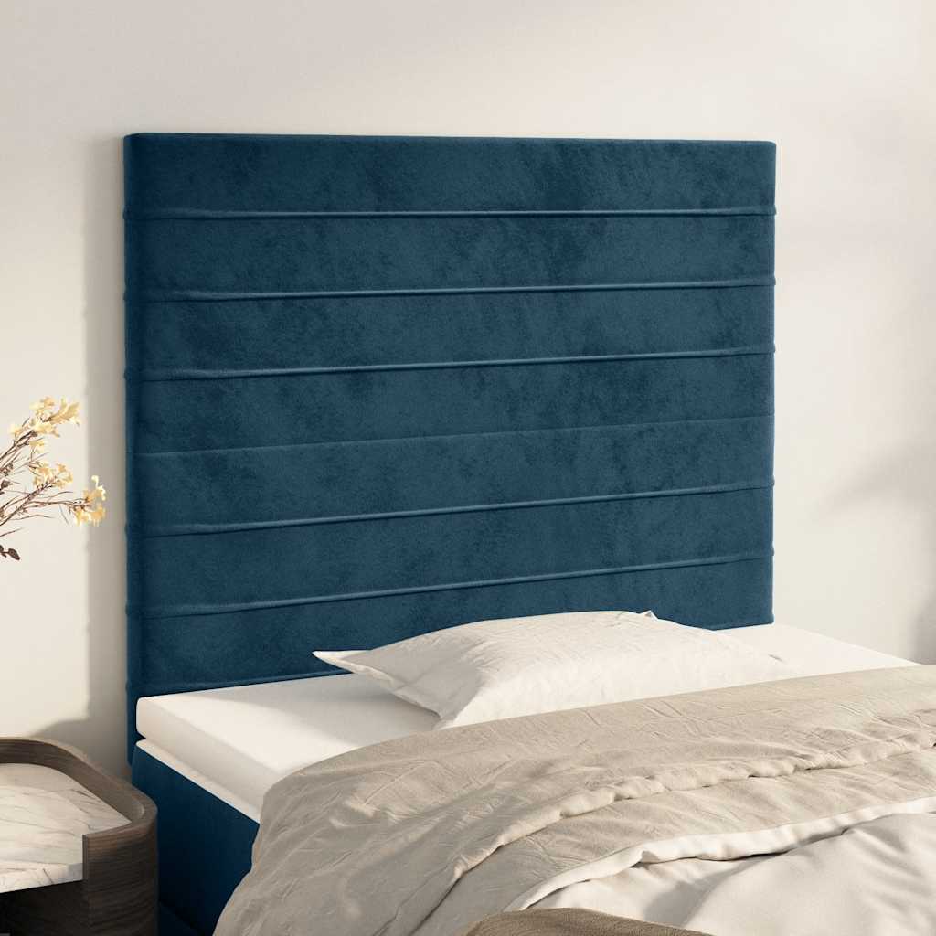 sengegavl mørkeblå 90x5x118/128 cm fløjl