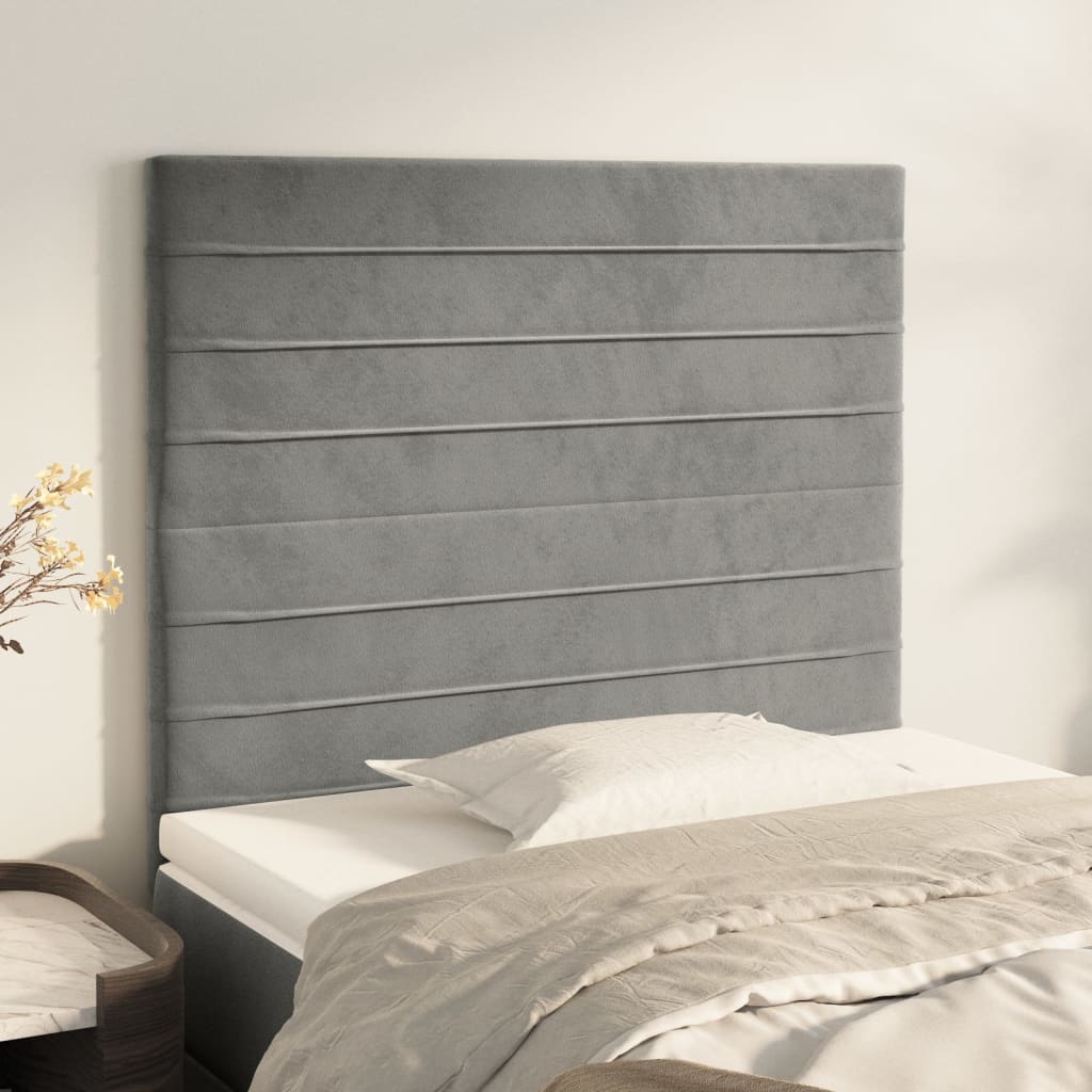 sengegavl lysegrå 100x5x118/128 cm fløjl