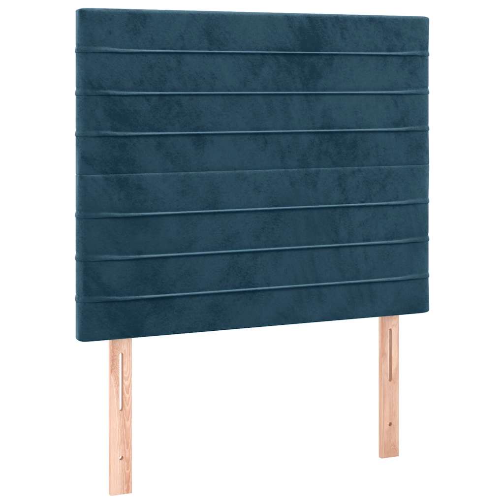 sengegavl mørkeblå 100x5x118/128 cm fløjl