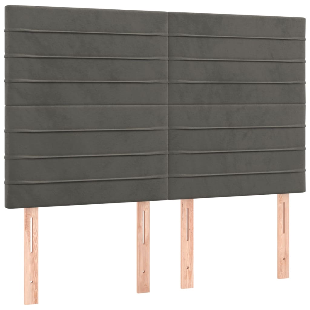 sengegavl mørkegrå 144x5x118/128 cm fløjl