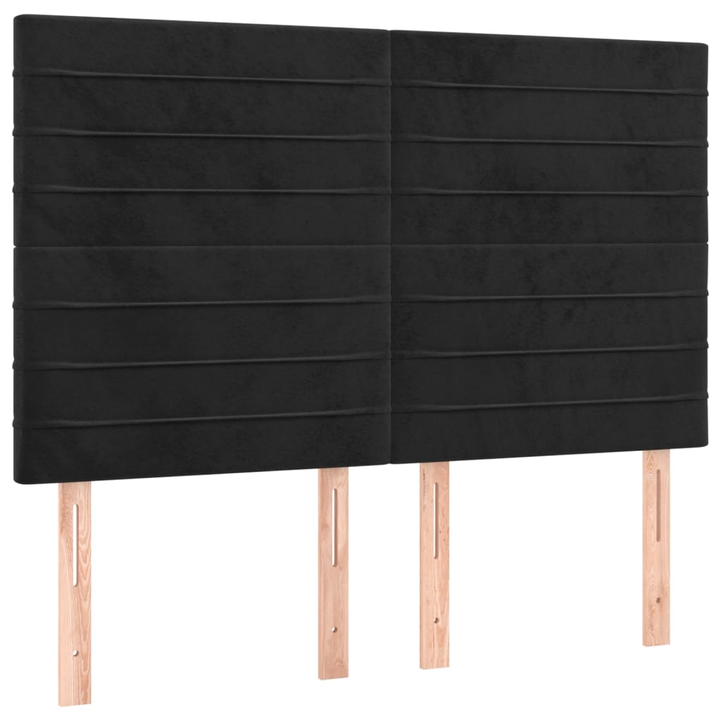 sengegavl sort 144x5x118/128 cm fløjl