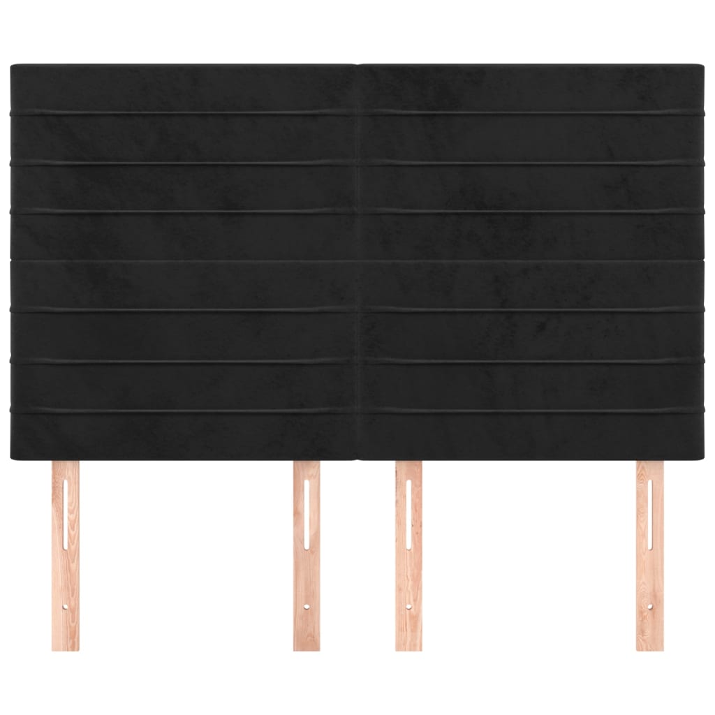 sengegavl sort 144x5x118/128 cm fløjl
