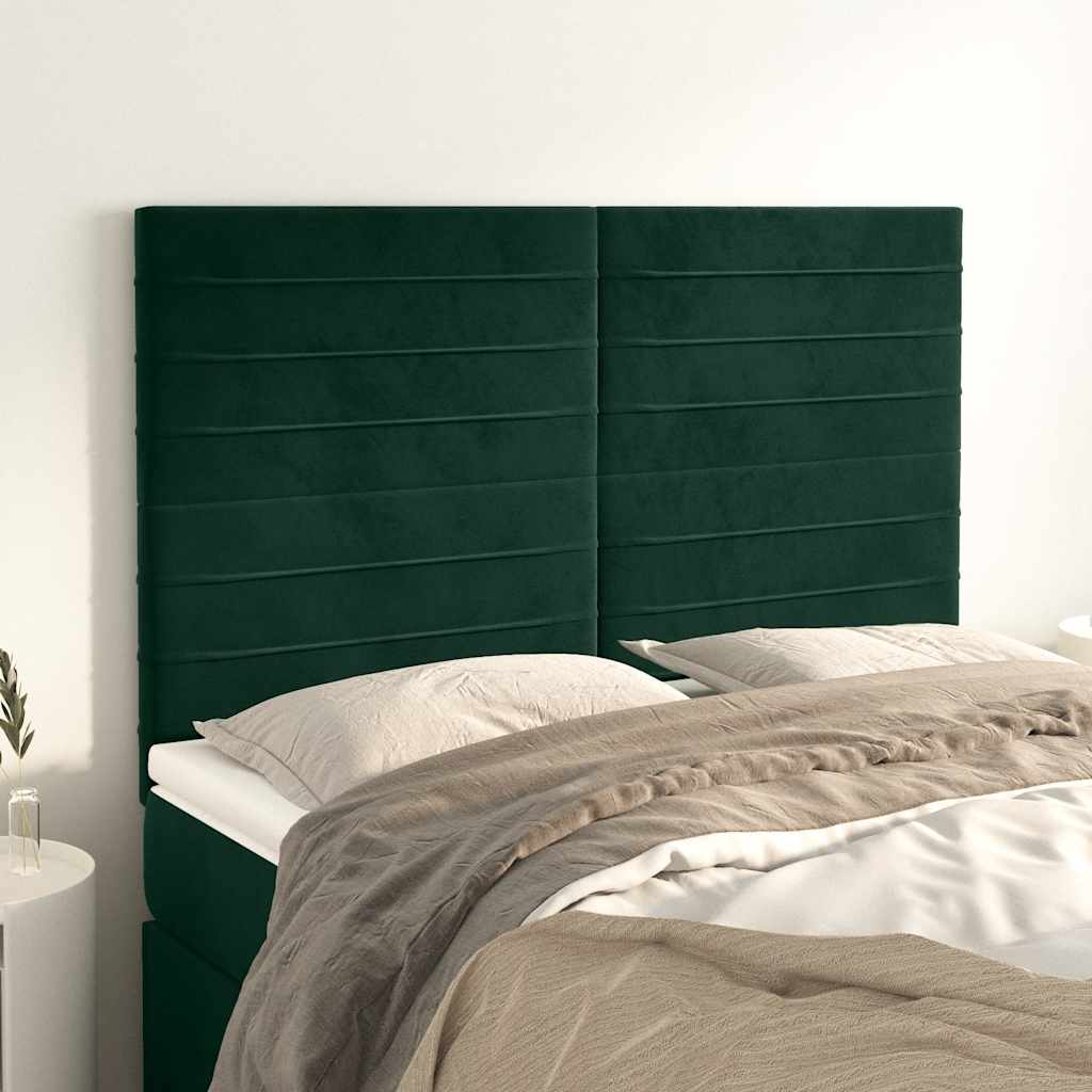 sengegavl mørkegrøn 144x5x118/128 cm fløjl