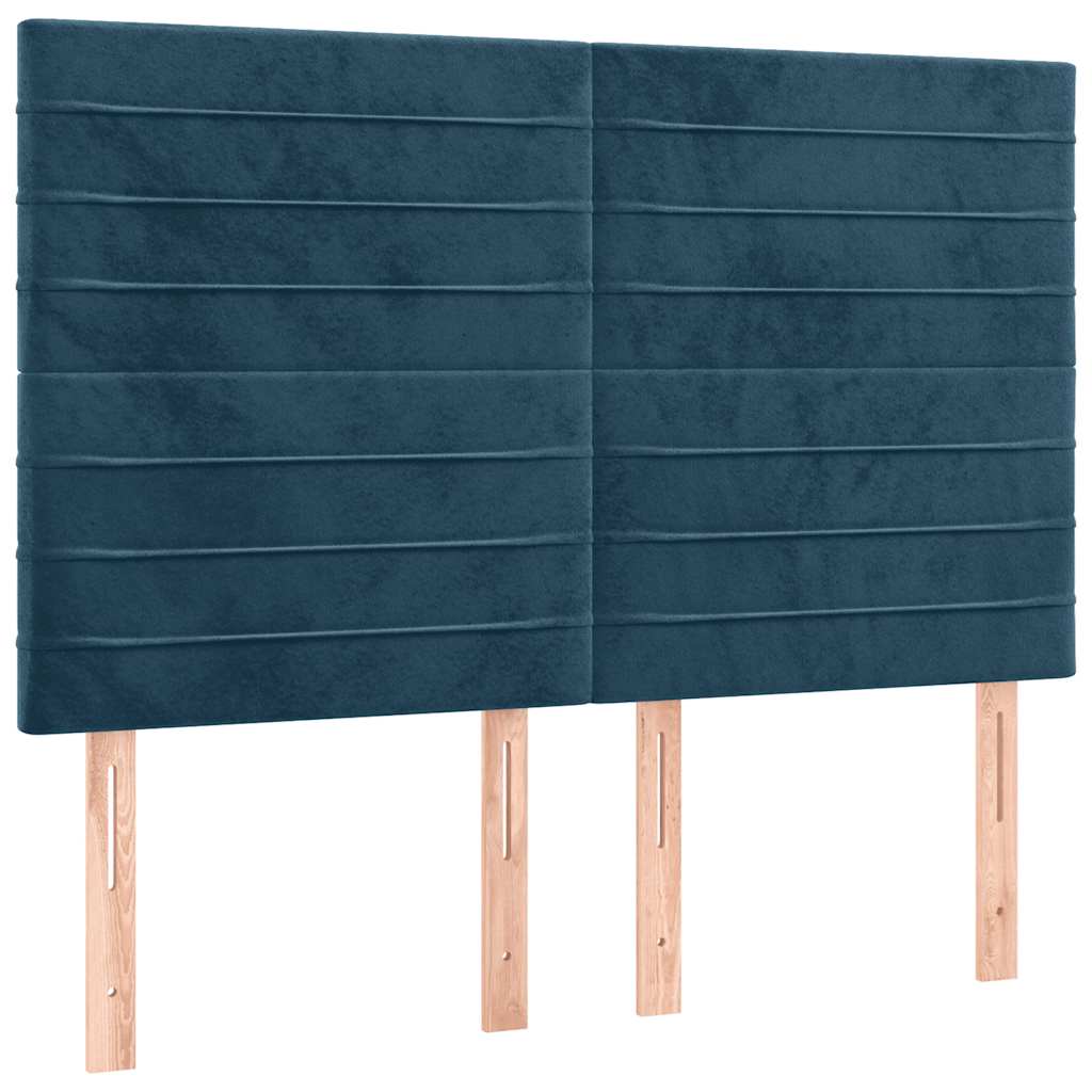 sengegavl mørkeblå 144x5x118/128 cm fløjl