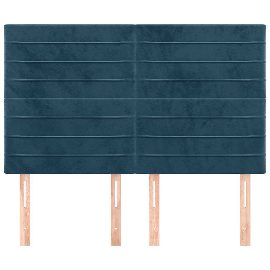 sengegavl mørkeblå 144x5x118/128 cm fløjl
