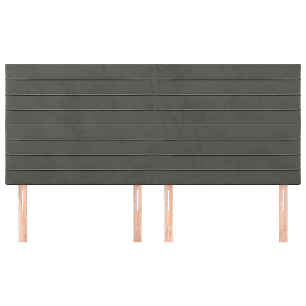 sengegavl mørkegrå 160x5x118/128 cm fløjl