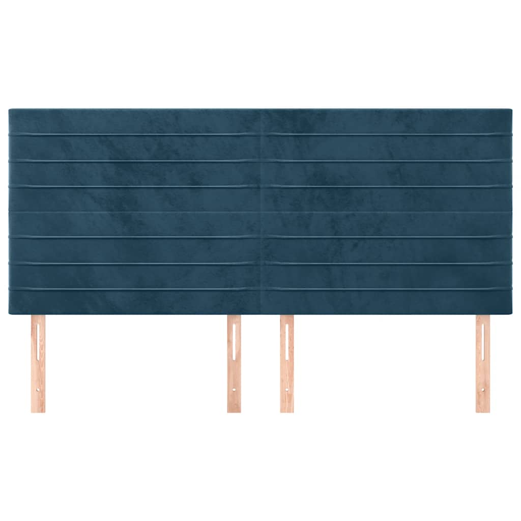 sengegavl mørkeblå 160x5x118/128 cm fløjl