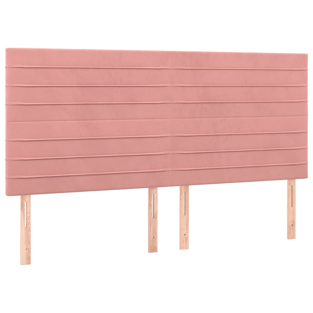 sengegavl lyserød 160x5x118/128 cm fløjl