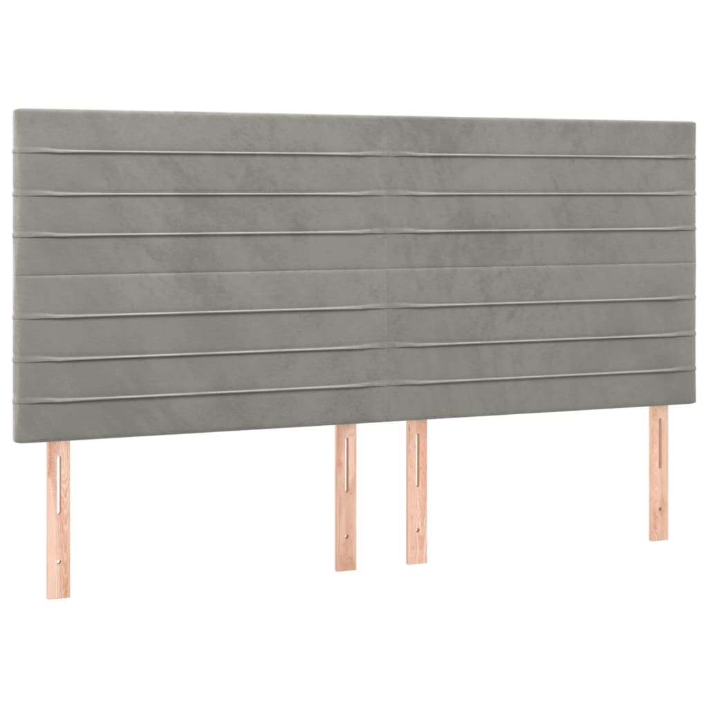 sengegavl lysegrå 180x5x118/128 cm fløjl